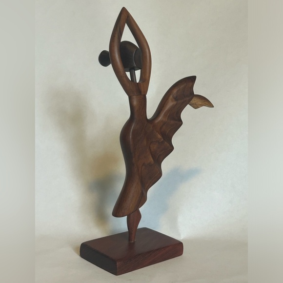Ballerina Abstract Wooden Figurine 8” Statuette Dancer Handcarved Modern‎ - Picture 1 of 5